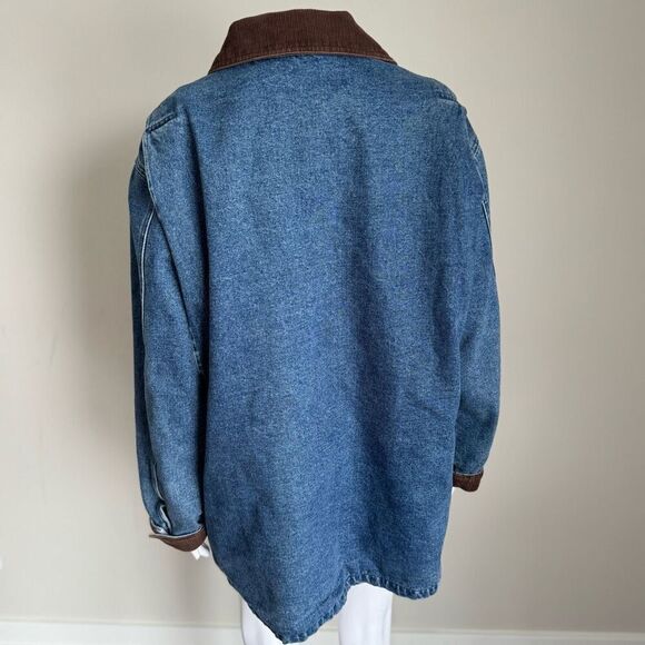Vintage St. John’s Bay Denim Embroidered Patchwork Barn Jacket - Picture 4 of 12
